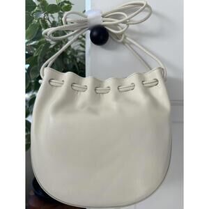 COS Gathered Pouch Bag - Leather NWT Chalk